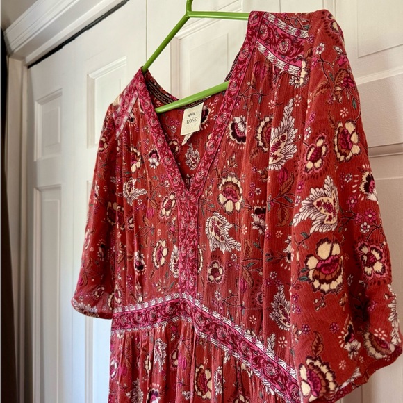 Knox Rose Target Short Sleeve Boho Floral Dress Antique Pink size Medium - Picture 6 of 10